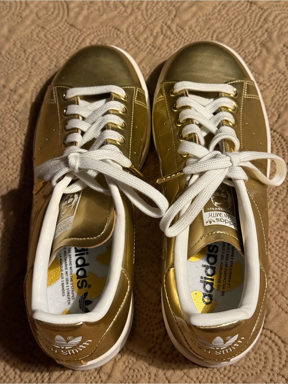 adidas Stan Smith Liquid Gold Metallic Sneakers - Men's 7 / Women's 8.5